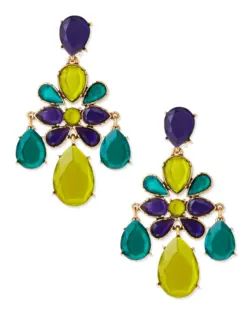Colored voluminous earrings with stones