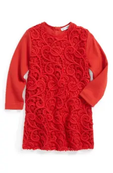 Red lace knitted dress for girls