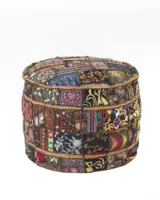 Patchwork ornamented pouf